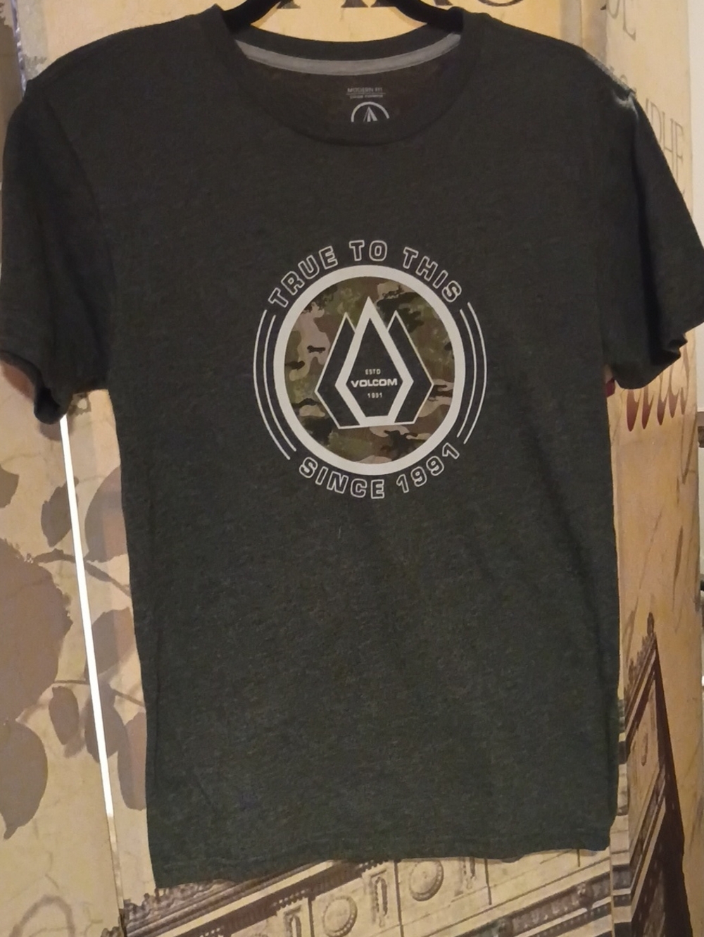 Volcom Dark Gray Camouflage Logo Tee